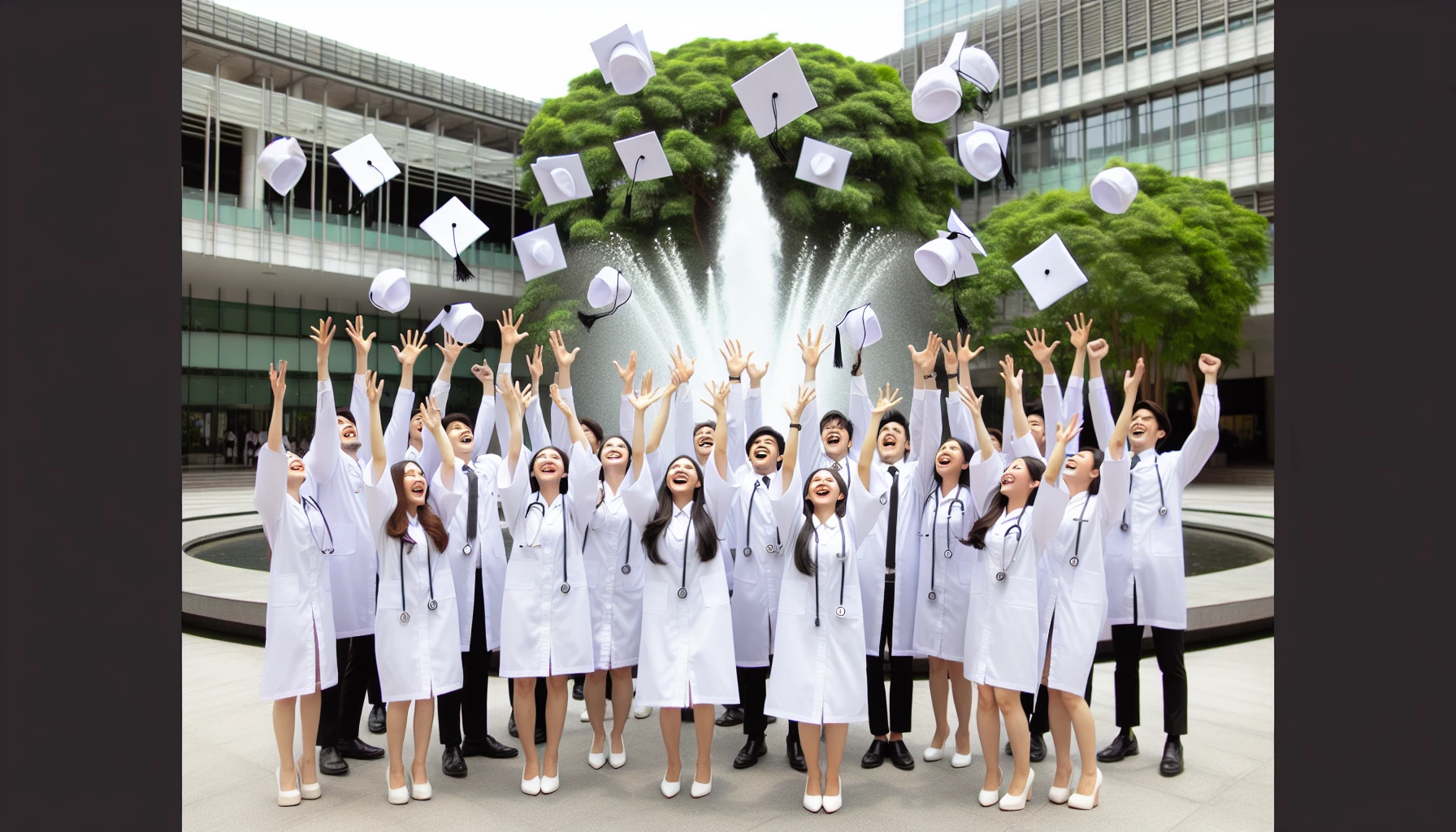A group of nursing graduates celebrating their NCLEX-RN exam success